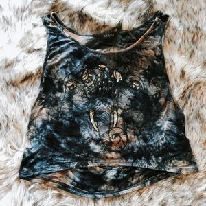 stylish tye dye elephant Ganesha crop shirt tank